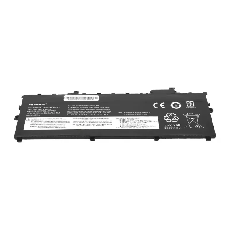 Bateria MOVANO 01AV430 para Lenovo ThinkPad X1 Carbon 5th Gen 6th Gen 2017 2018 - 4650 mAh (54 Wh)