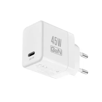 Crong Ultra Compact carregador de parede GaN USB-C 45W PD 3.0 PPS (branco)