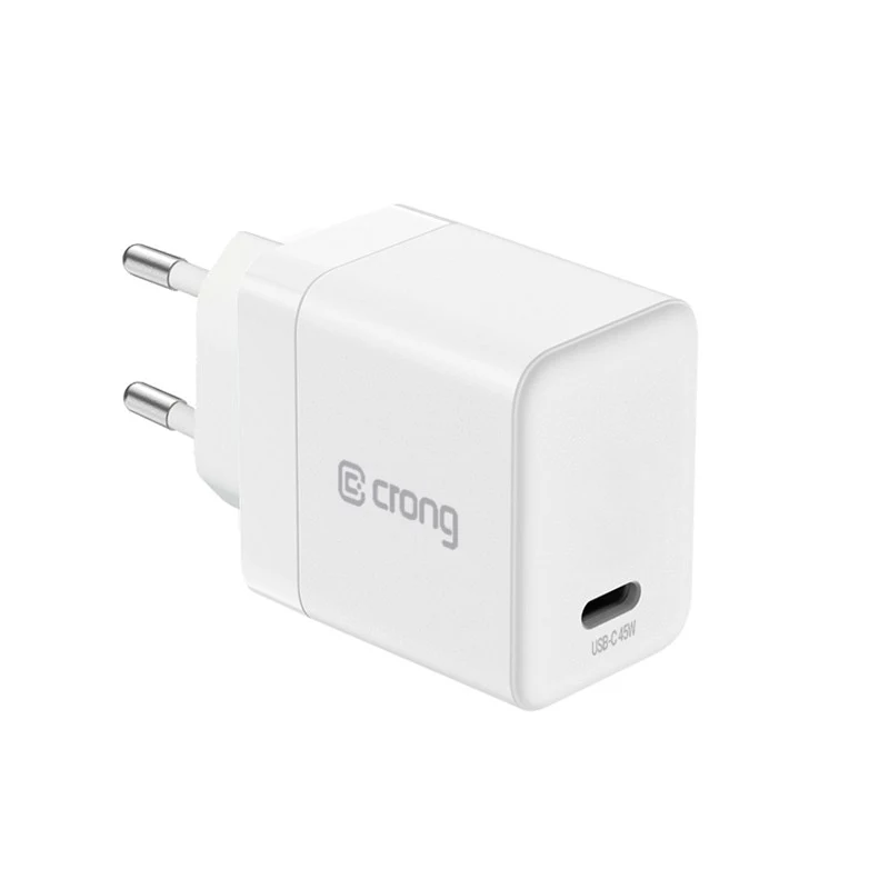 Crong Ultra Compact carregador de parede GaN USB-C 45W PD 3.0 PPS (branco)