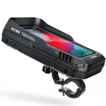 WILDMAN FK2 Bolsa de quadro de bicicleta com suporte para smartphone, Preto