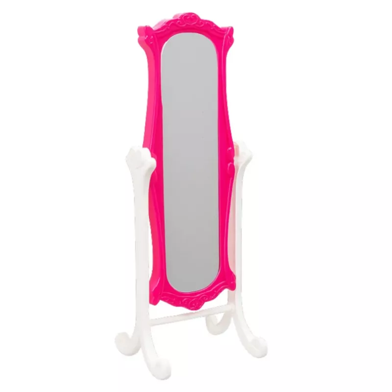 LEAN TOYS Conjunto de mobiliário para bonecas, guarda-roupa com espelho e cabides, rosa