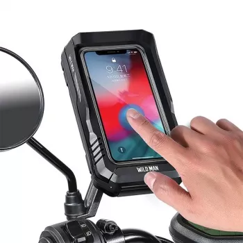 Bolsa de quadro para bicicleta WILDMAN FK3 com suporte para telemóvel, preta