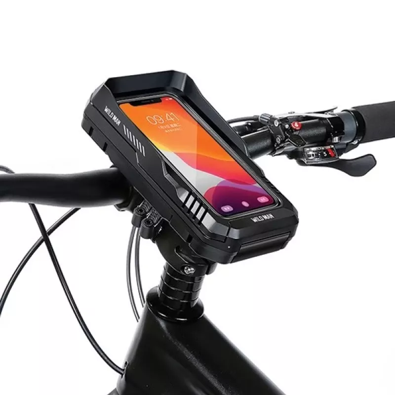 Bolsa de quadro para bicicleta WILDMAN FK4 com suporte para telemóvel – preta