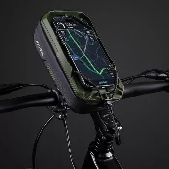Bolsa de quadro para bicicleta WILDMAN GX330 com suporte para telemóvel, verde
