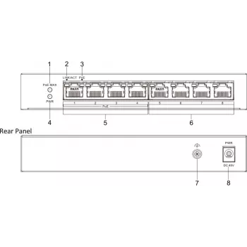 Hikvision DS-3E0508P-O switch não gerido 8 portas 4 PoE