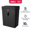 DELI ET014 Destruidora de Papel Cross-Cut, 10 Folhas, Segurança P-4, Recipiente 21L, Preto