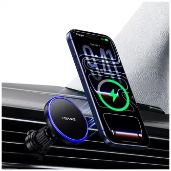 Suporte magnético para saídas de ar para smartphones USAMS, rotação 360°, preto
