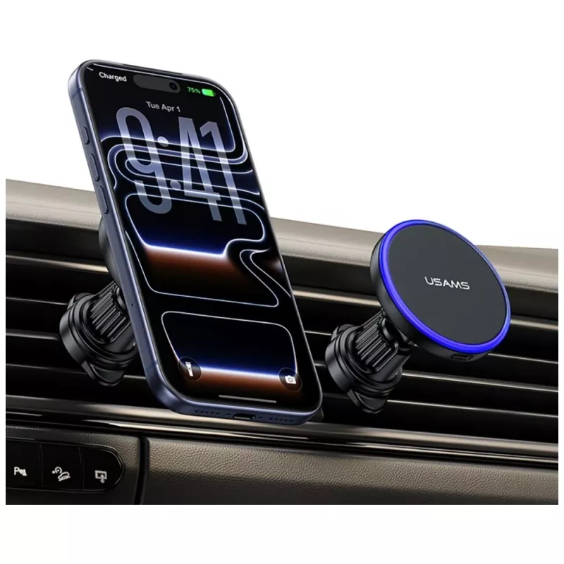 Suporte magnético para saídas de ar para smartphones USAMS, rotação 360°, preto