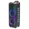 Coluna portátil de festa AIWA Power Audio KBTUS-710MKII 700W com Bluetooth, USB, SD, AUX, rádio FM, luzes LED, puxador tipo trolley, rodas, comando e microfone