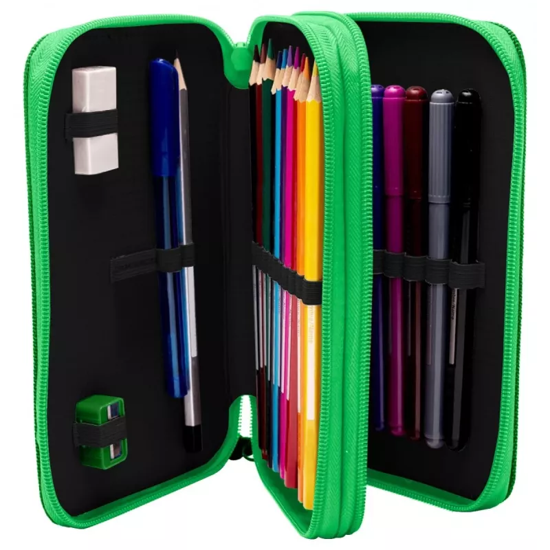 Estojo escolar dobrável KIDS Minecraft, organizador expansível, multicolor