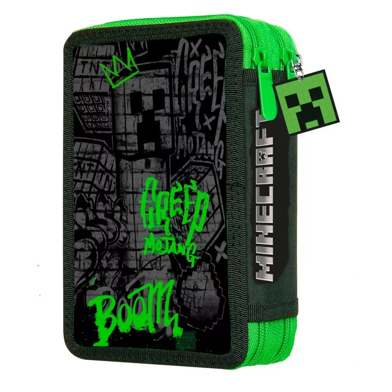 Estojo escolar dobrável KIDS Minecraft, organizador expansível, multicolor