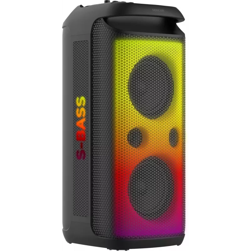 SENCOR Partycon CORE Power 140W Coluna Bluetooth portátil com TWS, IPX4, LED RGB, karaoke, preta