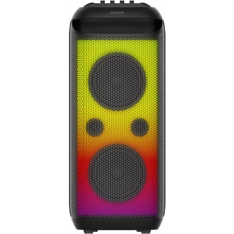 SENCOR Partycon CORE Power 140W Coluna Bluetooth portátil com TWS, IPX4, LED RGB, karaoke, preta