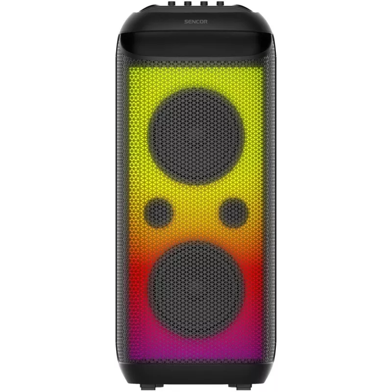SENCOR Partycon BOOST Power 250W Coluna Bluetooth portátil para festas com TWS, IPX4, LED, rádio FM, karaoke, microfone