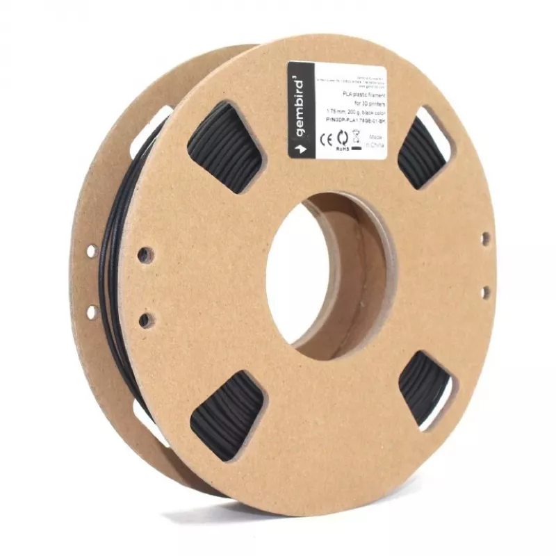 Filamento PLA Gembird 1,75 mm preto 200 g