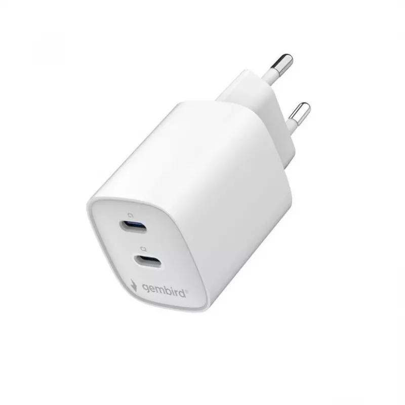 Carregador de parede USB-C de porta dupla Gembird TA-UC-2C-PD45-01-W 45W branco