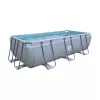 AVENLI Piscina de estrutura retangular 400x200x99 cm com bomba de filtragem, escada, cobertura e lona de fundo