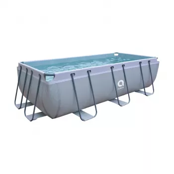 AVENLI Piscina de estrutura retangular 400x200x99 cm com bomba de filtragem, escada, cobertura e lona de fundo