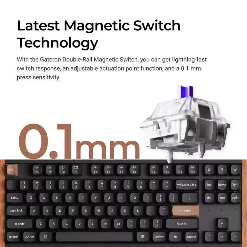 Keychron K8H-F1 75% Magnetic Wood teclado gaming preto
