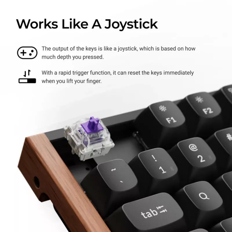 Keychron K8H-F1 75% Magnetic Wood teclado gaming preto