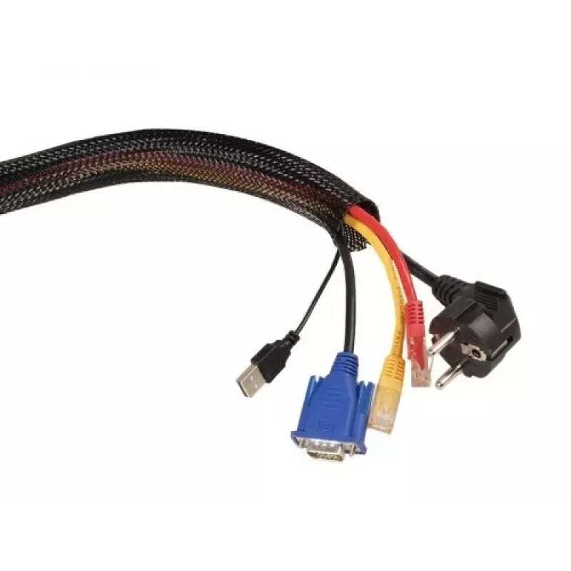 MACLEAN Organizador de cabos 1,8 m 85 mm MCTV-675 preto