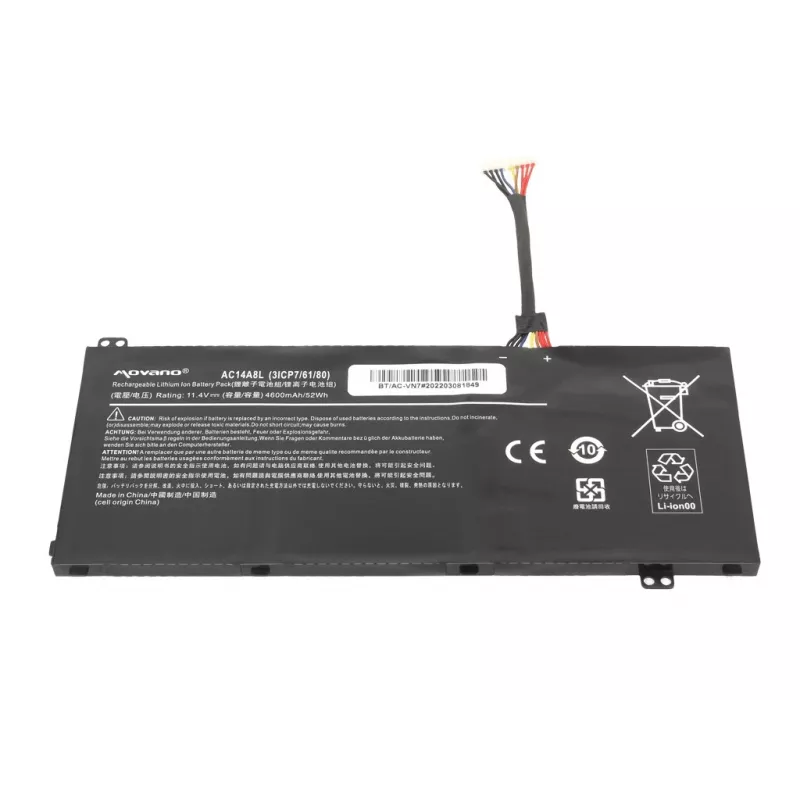 Bateria MOVANO AC14A8L AC15B7L para Acer VN7 Nitro V15 V17 - 4600 mAh (52 Wh)