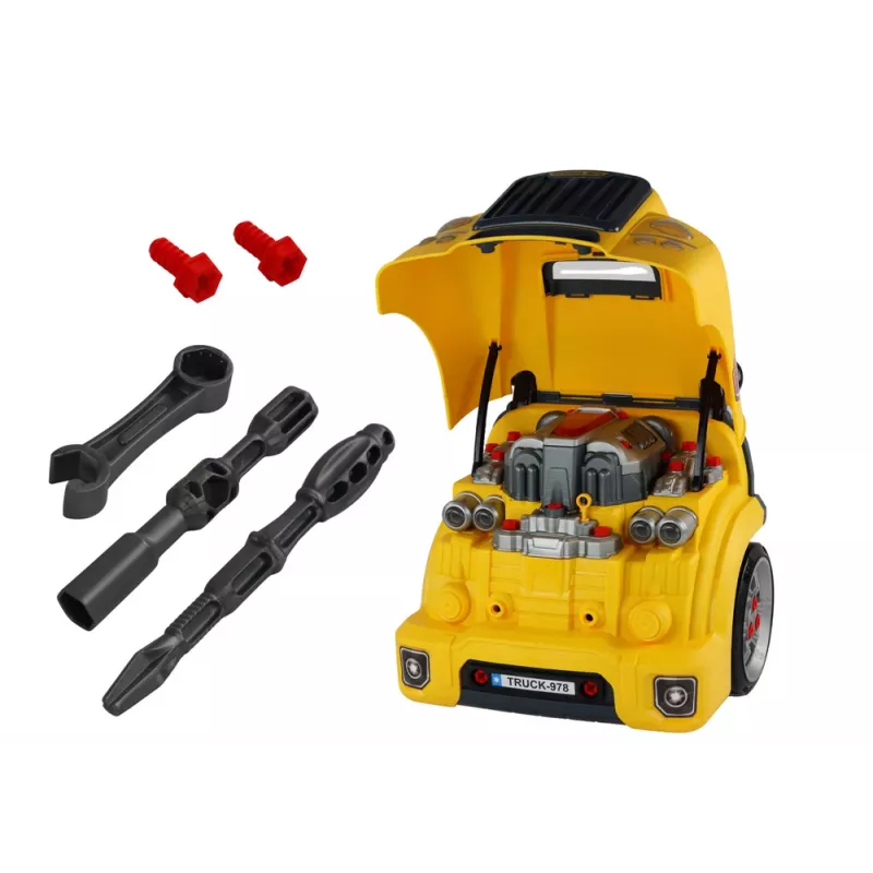 Kit de montagem de autocarro com motor de oficina LEAN TOYS amarelo