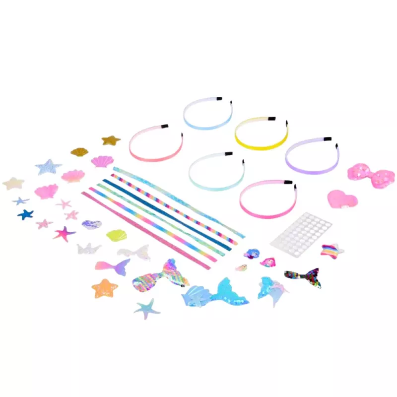 LEAN TOYS Conjunto criativo DIY para fazer elásticos de cabelo sereia com conchas