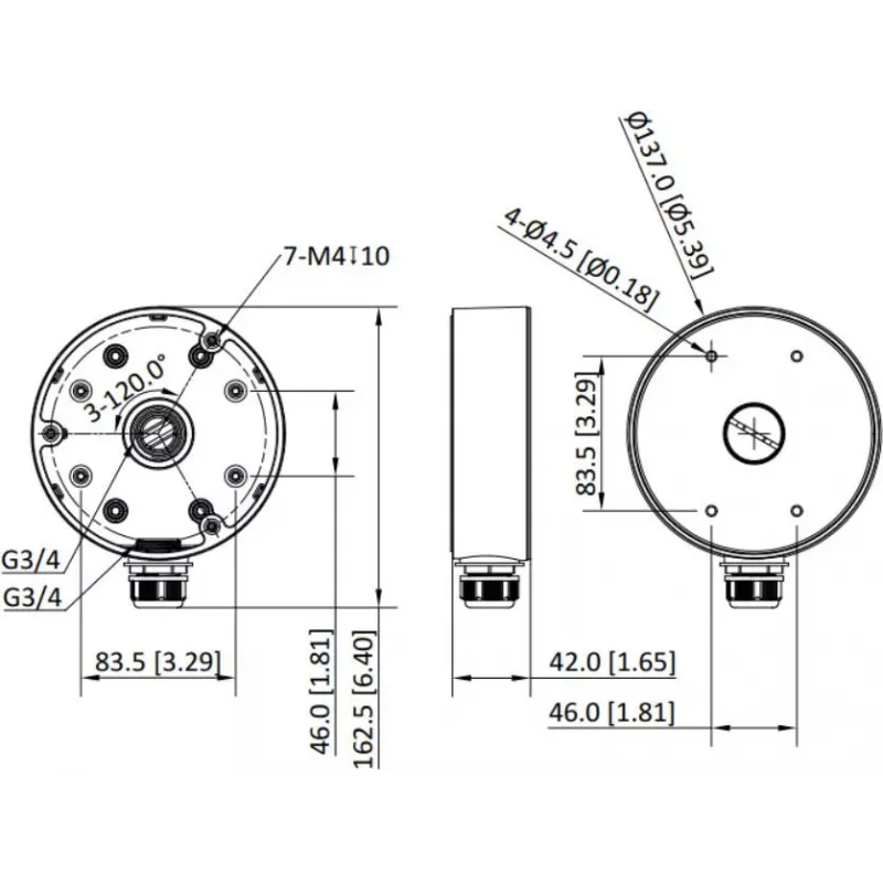 Adaptador Hikvision DS-1280ZJ-PT6-Y, preto