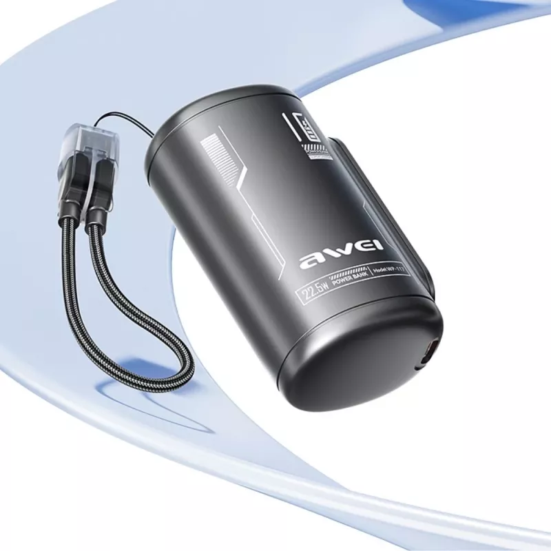 Power bank AWEI WP-117 10000mAh 22.5W 3C2xUSB-C preto