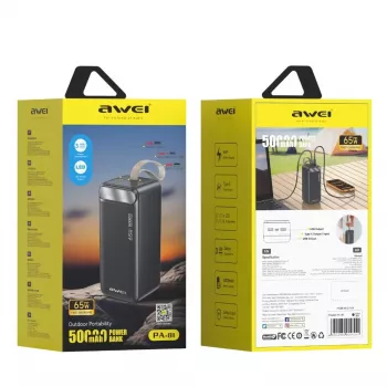 Power bank AWEI PA-81 50000mAh 65W PD 2xUSB-A/USB-C preto
