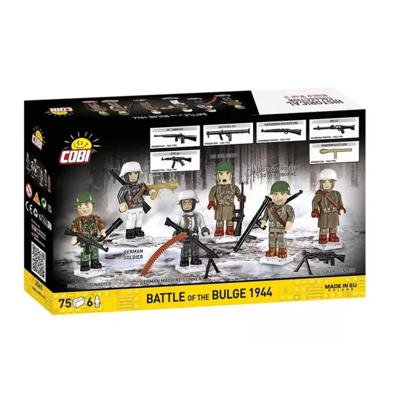 Conjunto de blocos de construção COBI Small Army Battle of the Bulge 1944, 75 peças, 1 figura de soldado dos EUA