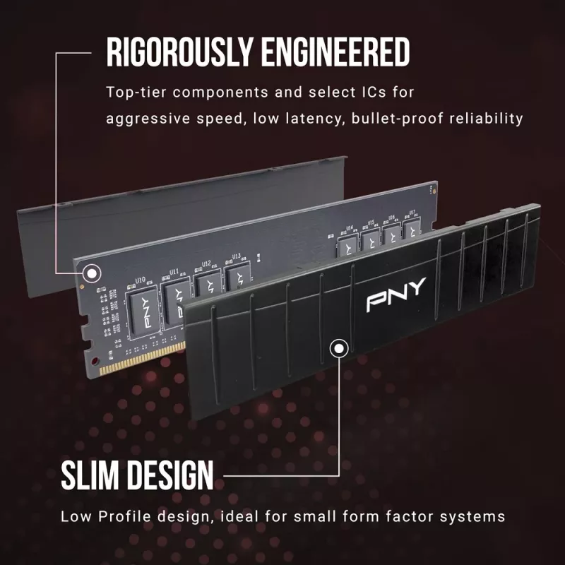 PNY 16GB DDR4 3200MHz Módulo de memória Low Profile para desktop
