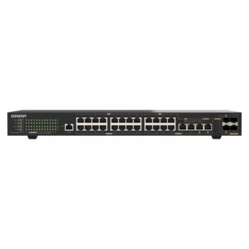 Switch rackmount gerido Layer 2 QNAP QSW-M2130P-2C2S26T de 26 portas 2.5GbE PoE++ com 2x 10GbE SFP+ e 2x portas combo 10GbE, orçamento PoE de 370W