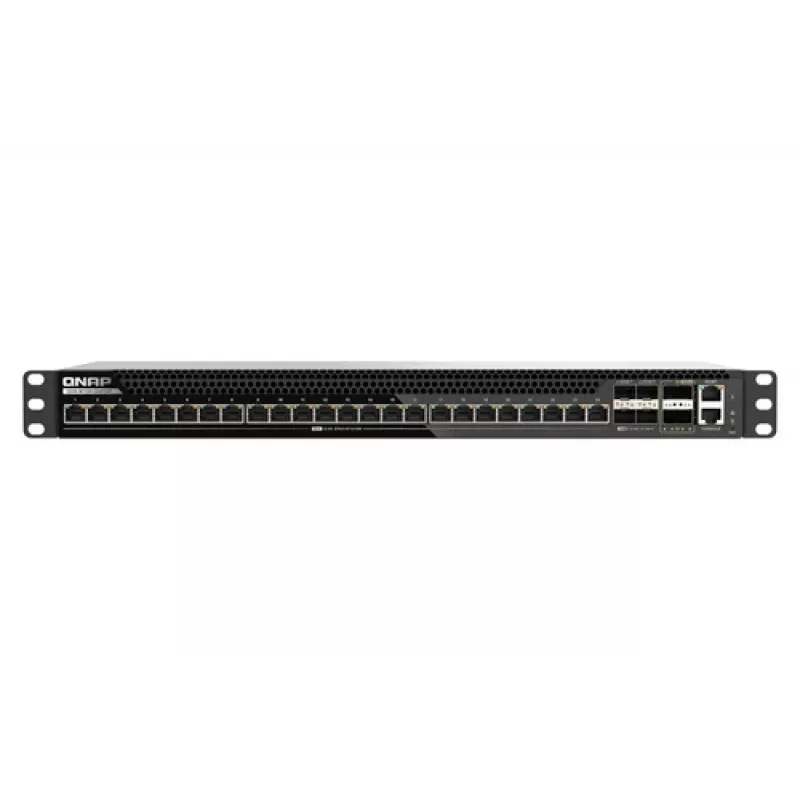 Switch gerido Multi-Gigabit QNAP QSW-M7230-2X4F24T de 30 portas com 2x100GbE QSFP28, 4x25GbE SFP28, 24x10GbE RJ45, Layer 3 Lite