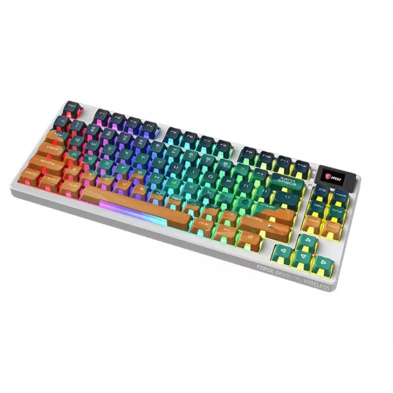 Teclado gaming mecânico sem fios MSI Forge GK600 TKL - Mars US ANSI, Tri-Mode, Forge Switches hot-swappable, RGB por tecla, keycaps PBT