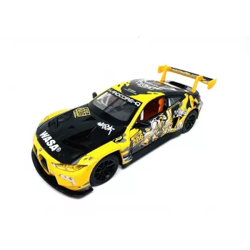 PULIO 1:24 BMW M4 GT3 Carro de Modelo Die-Cast com Luz e Som, Ação Pull-back, Portas que Abrem