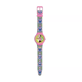 PULIO Relógio Analógico em Lata - Disney Minnie Mouse, Pulseira de Pele PU Rosa, Movimento de Quartzo, Caixa de Metal de 30mm, Resistente a Salpicos, Menina a partir de 6 Anos