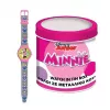 PULIO Relógio Analógico em Lata - Disney Minnie Mouse, Pulseira de Pele PU Rosa, Movimento de Quartzo, Caixa de Metal de 30mm, Resistente a Salpicos, Menina a partir de 6 Anos