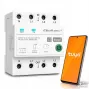 Qoltec 50976 relé inteligente Wi-Fi trifásico 63A, calha DIN, 3P+N, temporizador, Tuya