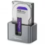 Estação de acoplamento 2in1 HDD SSD Qoltec SATA M.2 NVMe com função de clonagem, USB-C 3.2 Gen 2, 10Gbps, até 28TB, alumínio