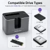Estação de acoplamento 2in1 HDD SSD Qoltec SATA M.2 NVMe com função de clonagem, USB-C 3.2 Gen 2, 10Gbps, até 28TB, alumínio