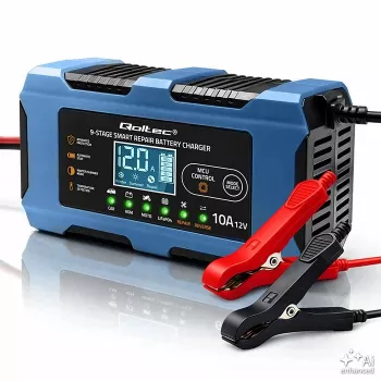 Carregador de baterias inteligente Qoltec 52668 12V 10A com função de reparação para AGM GEL LiFePO4