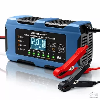 Carregador de baterias inteligente Qoltec 52669 12V 6A com função de reparação para AGM GEL LiFePO4