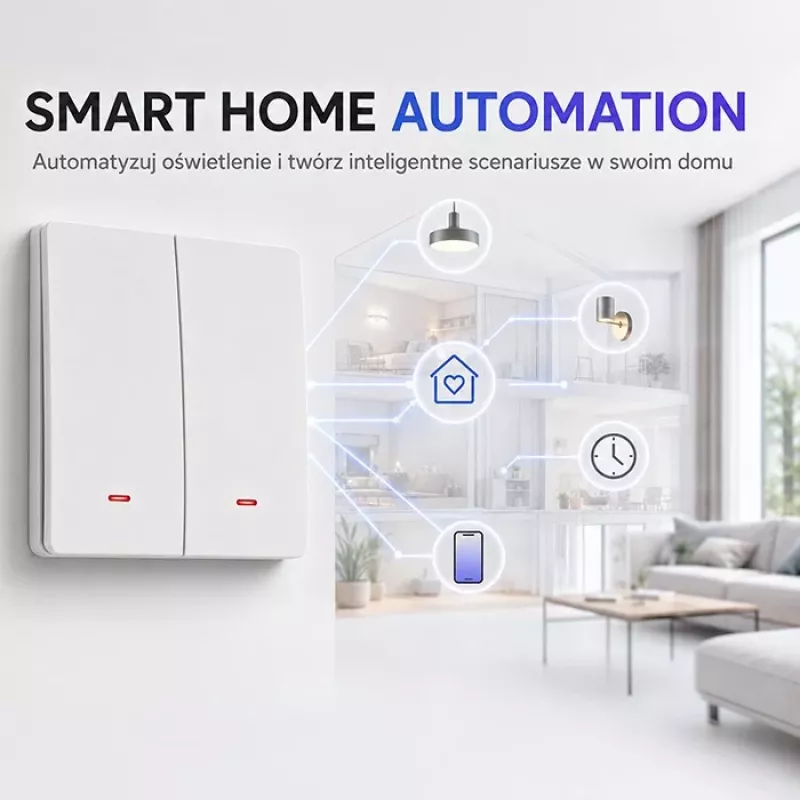 Interruptor de luz inteligente QOLTEC WiFi 2 canais temporizador Tuya branco