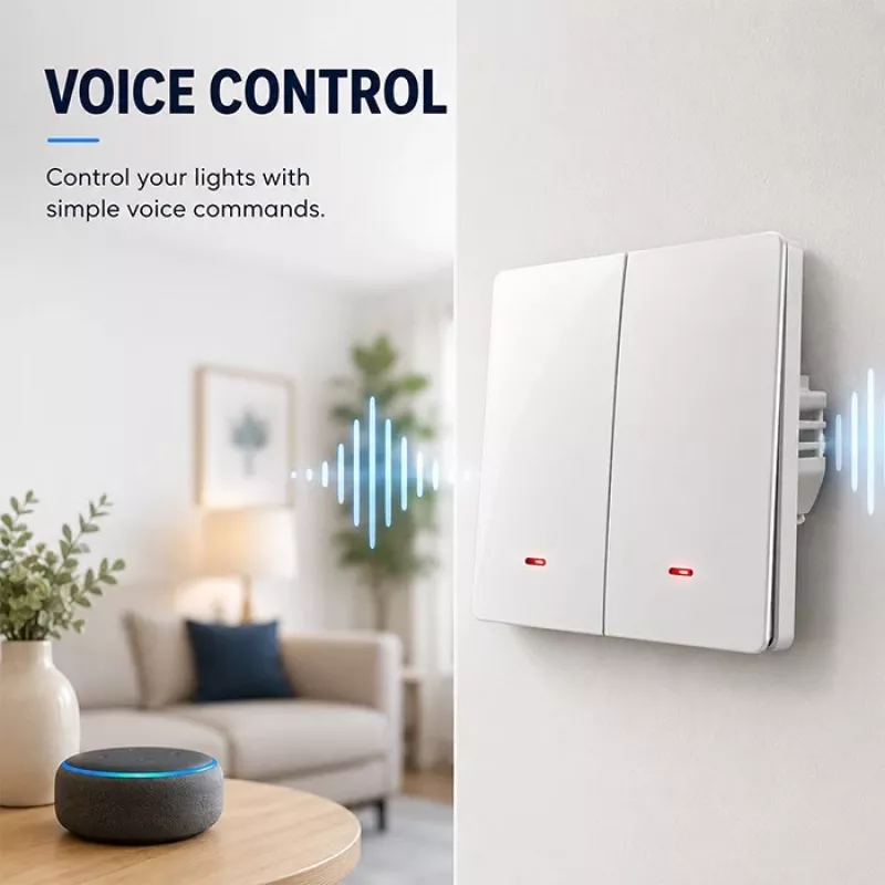 Interruptor de luz inteligente QOLTEC WiFi 2 canais temporizador Tuya branco