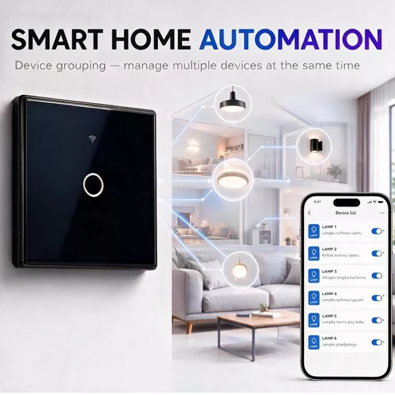 Interruptor de luz Smart Touch Qoltec 1 canal Wi-Fi temporizador Tuya branco