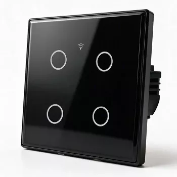 Interruptor de luz Smart Touch Qoltec 4 canais Wi-Fi temporizador Tuya | vidro temperado | branco
