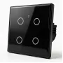 Interruptor de luz Smart Touch Qoltec 4 canais Wi-Fi temporizador Tuya | vidro temperado | branco