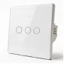 Interruptor de luz Smart Touch Qoltec 3 canais Wi-Fi temporizador Tuya branco